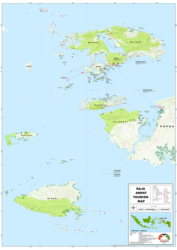 High resolution Raja Ampat tourism map