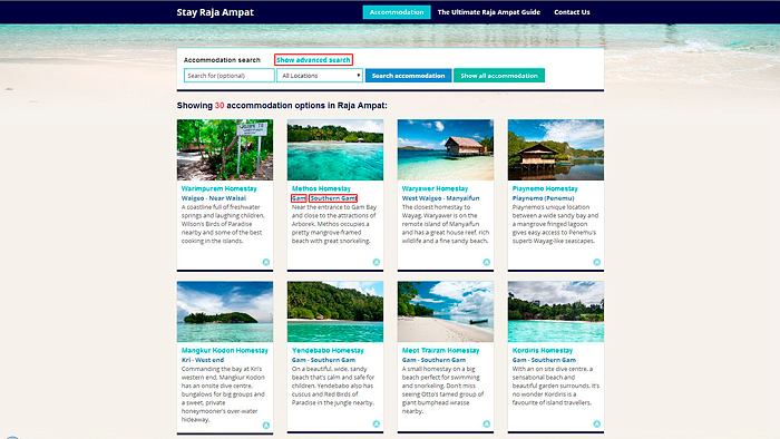Stay Raja Ampat accommodation category page