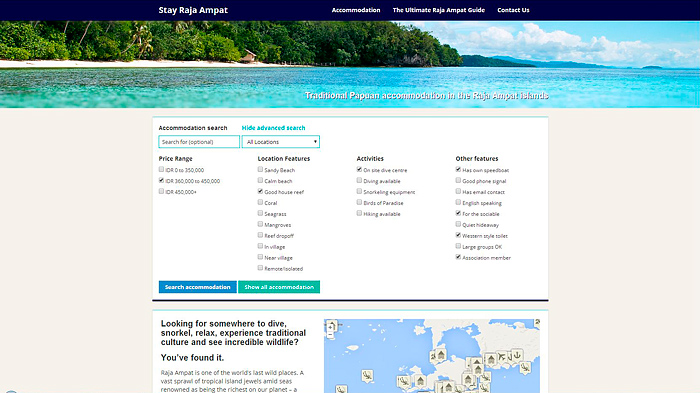 Raja Ampat accommodation advanced search