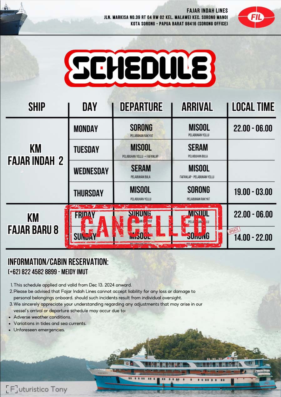 Misool Ferry Schedule July 2025